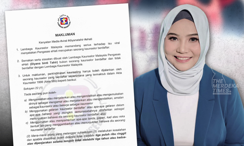 Pengasas eHati Diyana Tahir bukan kaunselor berdaftar – Lembaga Kaunselor Malaysia